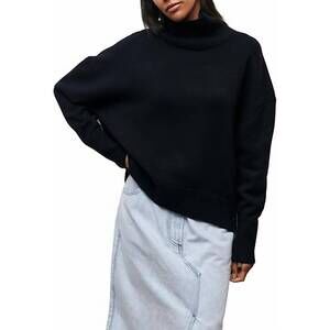 NEW ROSA CLOTHING soft oversized turtleneck sweater in black